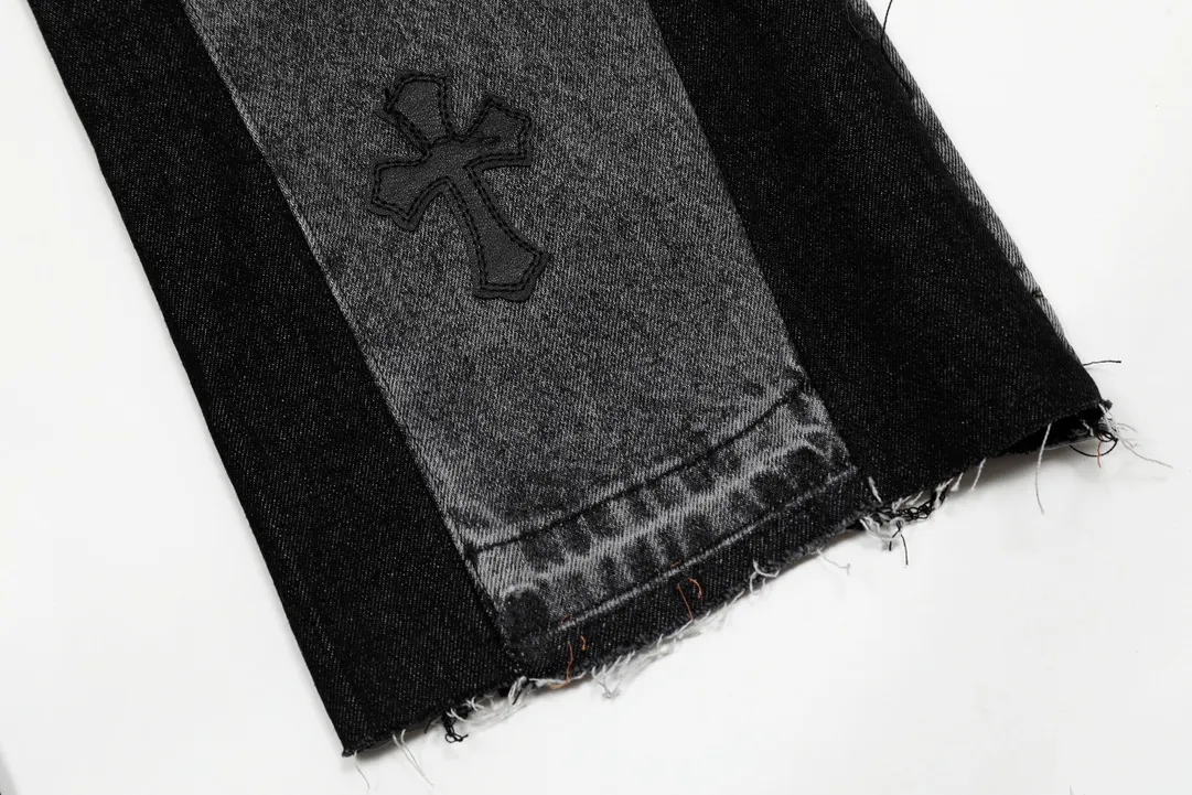 #8102 P260💰 Independent GALLERY DEPT. Vintage splicing black and gray snowflake pattern cross loose washed flared jeans - truly restore the ultimate texture of Vintage - original hardware accessories washed and other elevators, QR code analysis are all purchased from the original factory, high degree of restoration, welcome to compare with a certain product~ - three-dimensional version loose and comfortable, not picky about the figure, tall and slim, factory Seiko, original factory quality control, same style for men and women, can be matched with couples, versatile recommendation Essential jeans for all seasons - sizes: 28 30 32 34 36